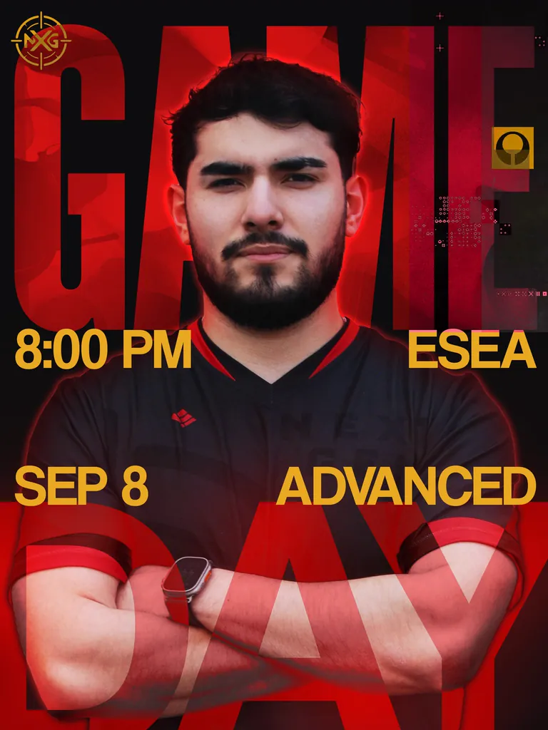 NXG game-day poster: Counter-Strike 2, 8 September, 8:00 PM